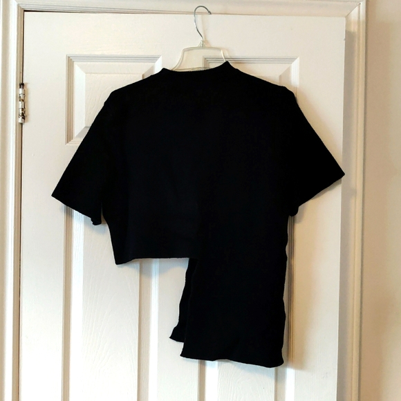Cropped high low black asymmetric sweater - Picture 4 of 4